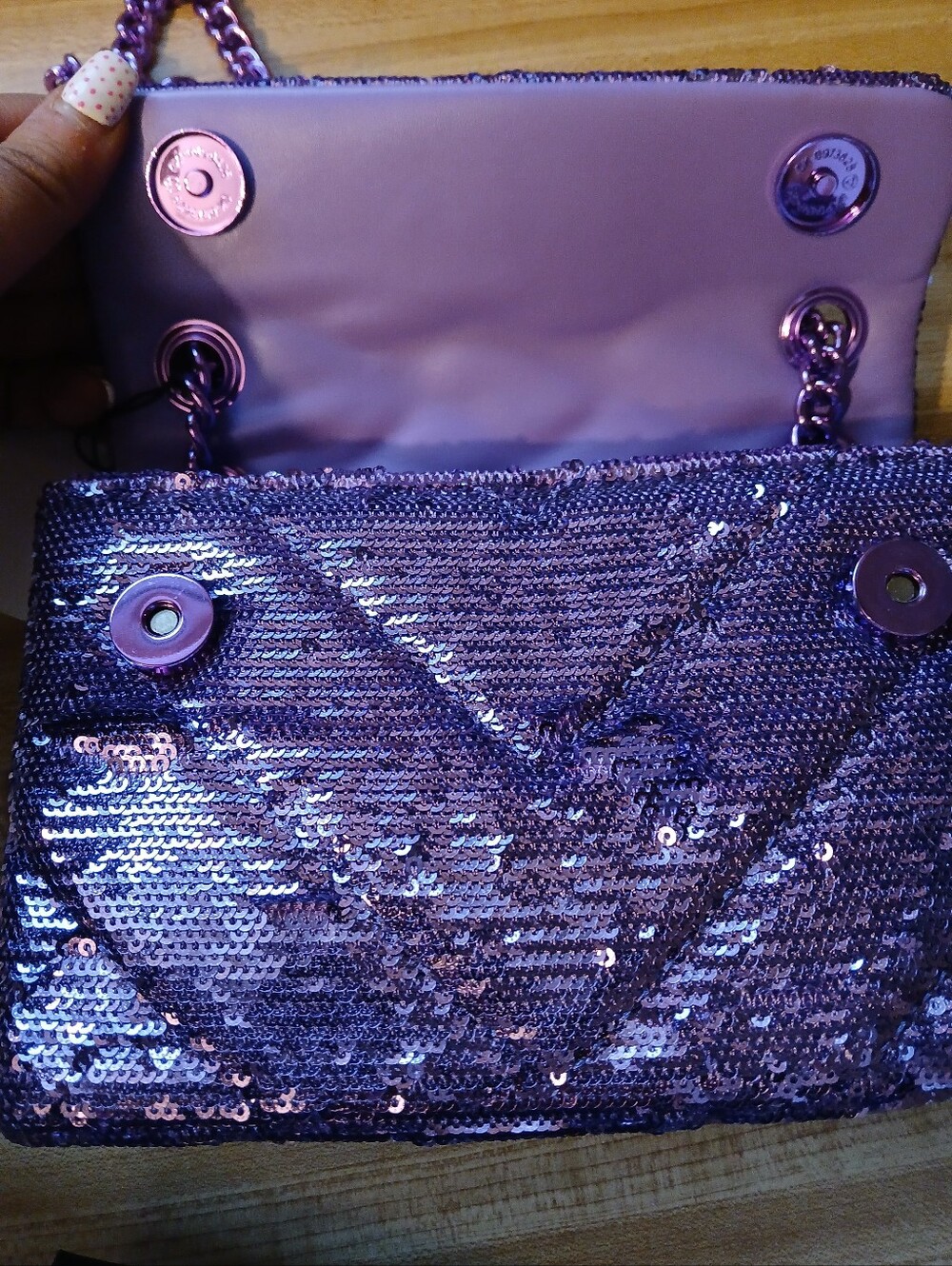 Kurt Geiger NWT Purple Sequin Kensington & Dustbag STUNNING & RARE - Picture 10 of 10
